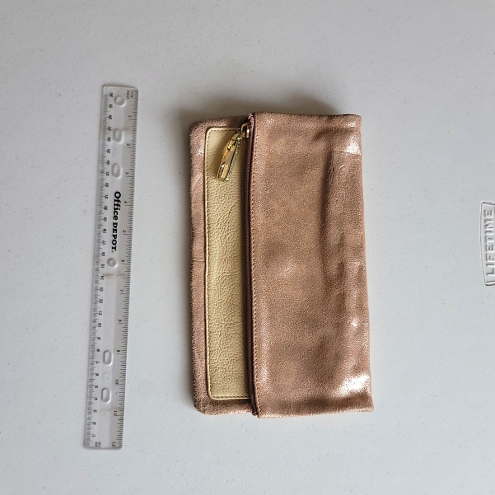 GAP Soft Leather Cream Rose Gold Metallic Clutch
